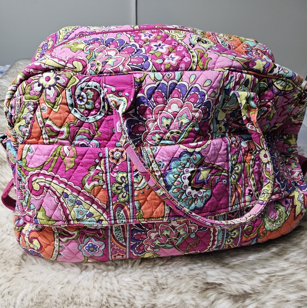 Vera Bradley Vera Grand weekender Tote in Pink Swirls.